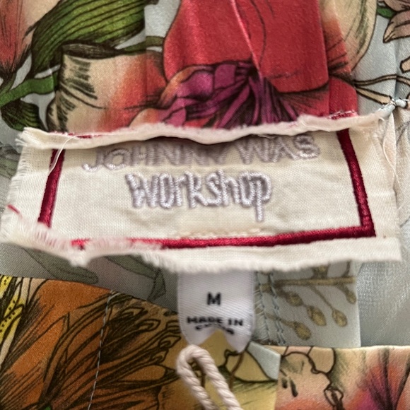 Johnny Was Workshop $298 MSP 💯 Silk Wide Leg Floral Palazzo Pale Blue Red Green - Picture 7 of 9